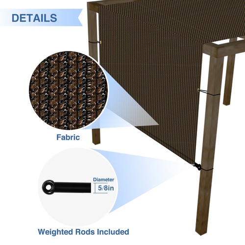 16' Replacement Pergola Shade UV Block Cover Panel w/ Rod Pocket for Yard Garden - Imagen 24 de 55