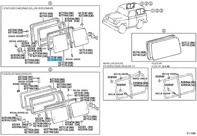 TOYOTA LAND CRUISER HZJ70V Genuine Quarter Window Run LH 62756