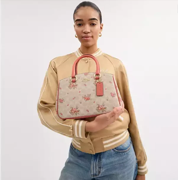 Borsa Coach Savannah piccola tracolla firma tela stampa floreale CAL35