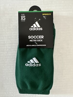 New Adidas Metro V Socks - Arch & Ankle Compression- Youth Shoe Size 9C-1Y Green