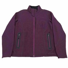 Exofficio Women Dark Purple Eggplant Plum Zip Up Hike Trek Wool Jacket-s-6197