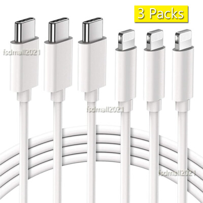 3Pcs 2M USB-C Fast Charging Cable For iPhone X XS XR 11 12 13