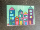 ACEO Original Art City Homes Tree Modern Zentangle Abstract by Pamela K signed — photo 2
