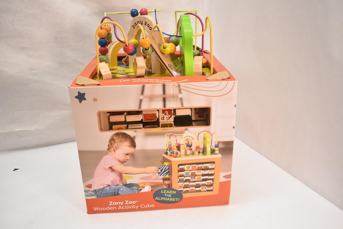 B. Toys Zany Zoo Wooden Activity Cube Multicolor Alphabet Baby