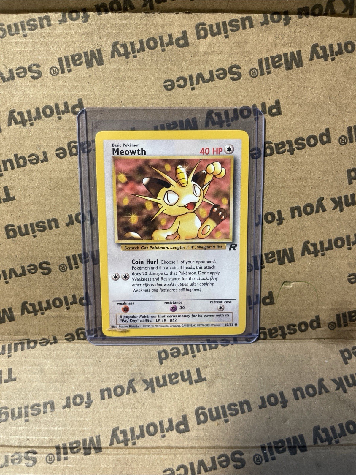 Pokemon TCG Meowth 62/82 Team Rocket Common card Unlimited NM