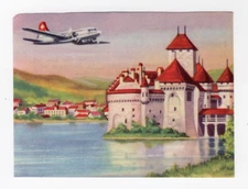 Aviation Card Granose Air Travel 1957. Swissair Convair Chillon Castle Geneva