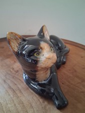 Ceramic Seated Black Cat Ornament 7"