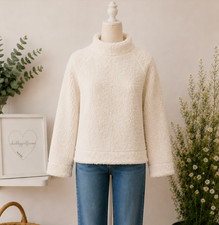 GAP NWT Ivory Sherpa Fleece Cowl Neck Teddy P...
