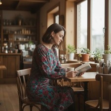 Talbots Teal Floral Dress Mid-length Sustainable Size 16