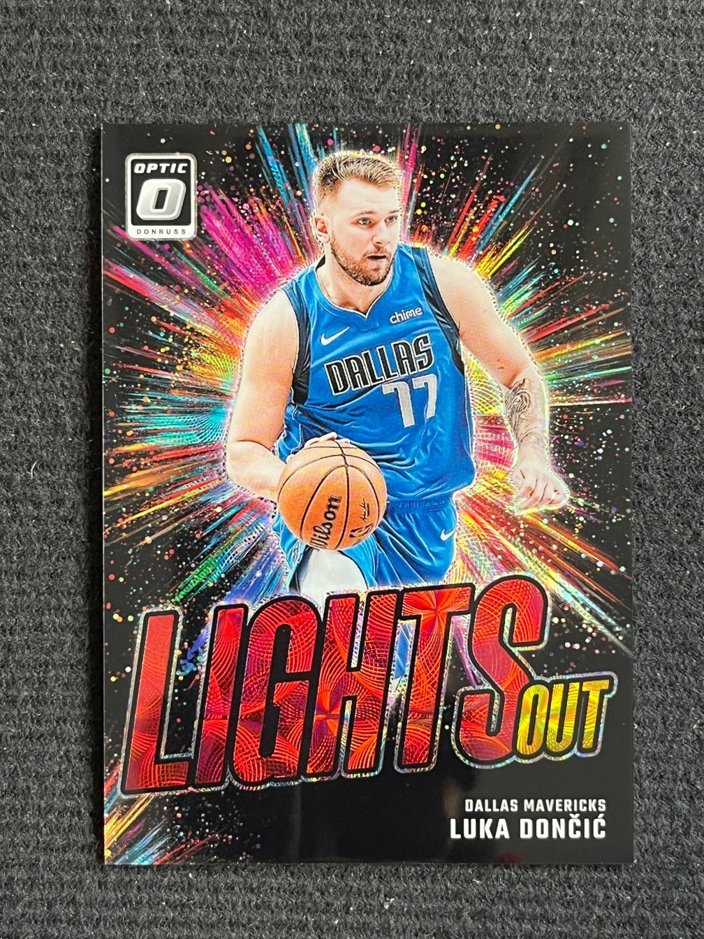 Luka Doncic 2024-25 Panini Donruss Optic Lights Out Yellow Red /99 #1