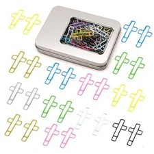 100 Pcs Cross Paper Clips, Christian Stationery Gift, Bible Study Cross 100
