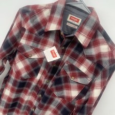 New Wrangler Men's Western Pearl Snap Long Sleeve Plaid Shirt Small 100 Cotton