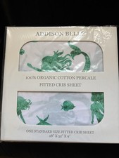 ADDISON BELLE 100 Organic Cotton Fitted Crib Sheet Baby Bedding Mermaid Print