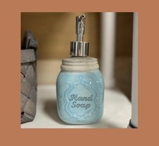 Blue Ceramic 7" Tall Hand Pump Liquid Hand Soap or lotion Dispenser 049-16679
