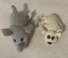 Vintage mini 90s Pound Puppies Plush Stuffed Toys Lot of 2 elephant and puppy