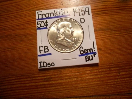 1959D silver Franklin Half Dollar BU+ BEAUTY!!! PQ!!! FBL!!! LOOOOOOK!!!!!