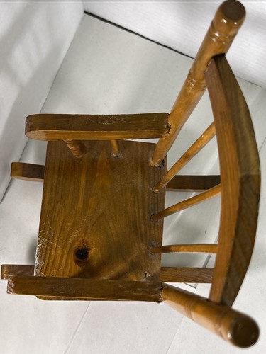 Vintage Wooden Miniature Doll Rocking Chair Approx 11” Tall - Picture 11 of 14