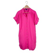 J. Crew Baird McNutt Linen Shirt Dress M Relaxed Pink Easy
