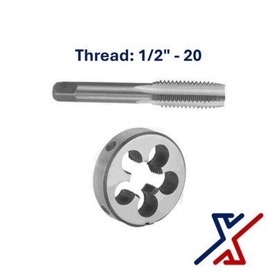 1/2'' - 20 Thread Cutting Carbon Steel Tap & Die (1 Set) by X1 Tools