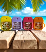 Wish Hydrating Hand Sanitizer Set of 4 w/ Silicone Keychain Holder 1.2fl oz Each