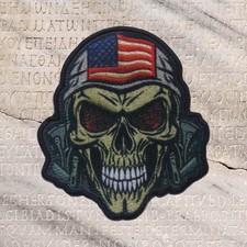 Tactical Skull Patch Embroidered Iron-on Applique Military USA Flag Patriotic