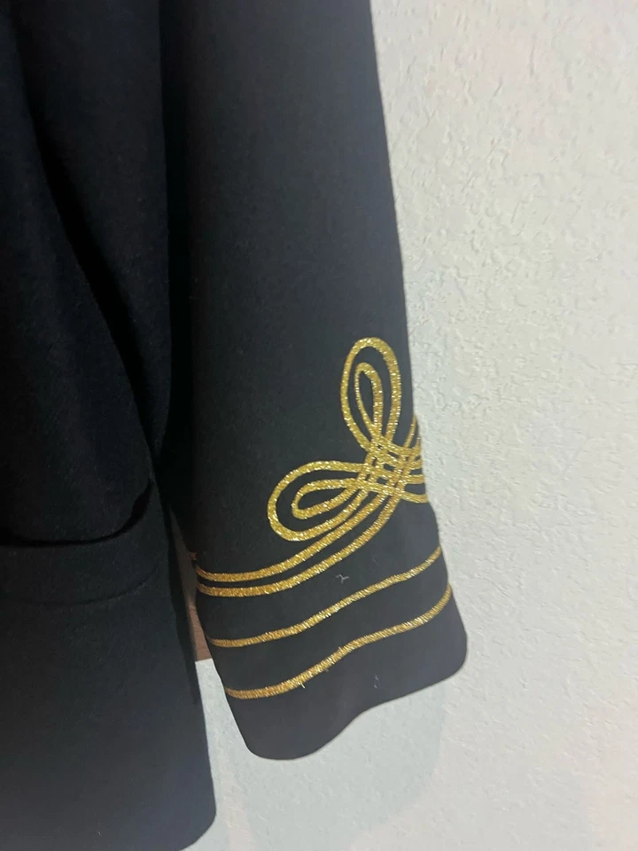 Chaqueta Blazer De Colección Casablanca 100% Lana Pura Negra Detalle Dorado Para Mujer Talla 10 Foto 4 de 4