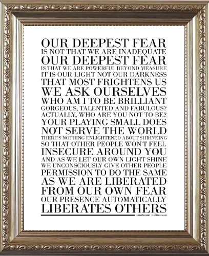 OUR DEEPEST FEAR - QUOTE - NO REFERENCE TO GOD VERSION - ORNATE SILVER FRAME 008 - Foto 1 di 3