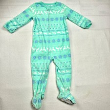 Carter's Girl's Mint Green Fair Isle Fleece Footed Pajama Sleeper, Size 2T