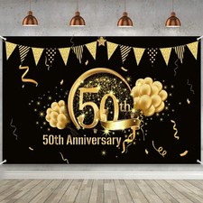 Blulu 50th Anniversary Birthday Decorations 1975 185 x 110 cm, Black