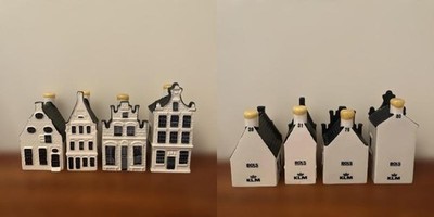 KLM Blue Delft House Empty Bottle Amsterdam set of 4 #31 #39 #76 #80