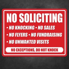 No Soliciting Door Window Sign 7x5 Vinyl Sticker Decal Business Do Not Knock