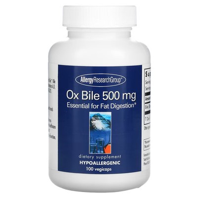2 X Allergy Research Group, Ox Bile, 500 mg, 100 Vegicaps-Worldwide
