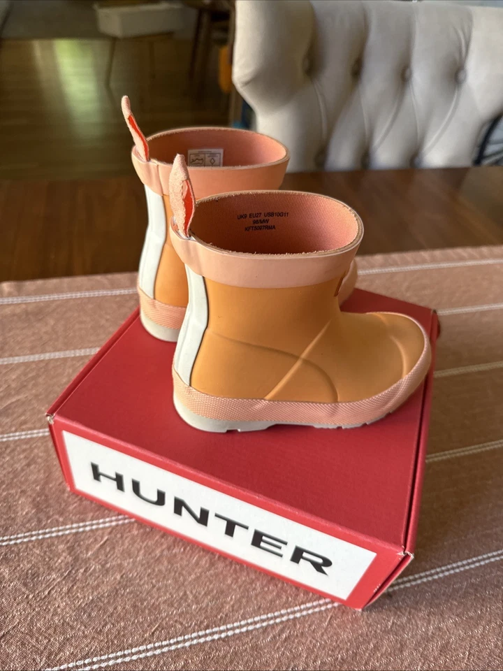 Hunter KId's Girl Play Boot Orange/Humming Pink/Patter Grey - Image 4 of 4
