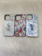 Lot Of 3 Loopy iPhone 13 Pro Cases Gold Leopard, Teal Tropical, Pearl Shell