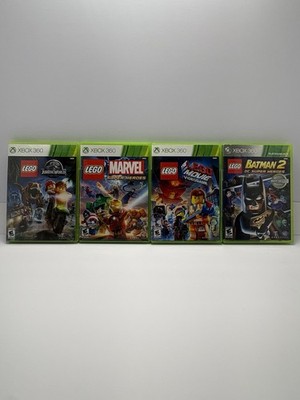 LEGO Xbox 360 Video Game Lot Jurassic World, Marvel, LEGO Movie, Batman 2 Cases