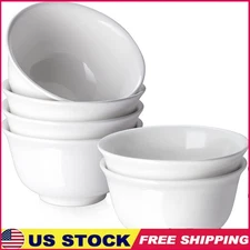Lightweight Ceramic Soup Bowls Set Deep Petal Design Microwave Safe 6 Pieces New