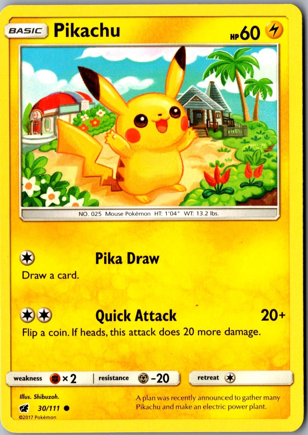 Pikachu 30/111 Common SM - Crimson Invasion LP Pokemon Card