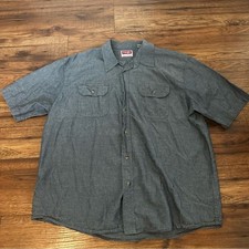 Wrangler Men s Gray Cotton Button Down Short Sleeve Shirt Casual Size XL EUC