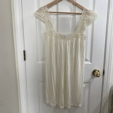 Eberjey Ivory Lace Trim Nightgown Slip Dress Women s Medium Soft sleepwear