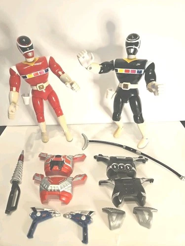 Power Rangers Space Black Red Astro Armor 8"  Figures VTG Bandai 98 (Lot Of 2)