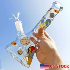 10 inch Smoking Hookah Glow in the dark  Astronaut Printed Glass Water Pipe Hot