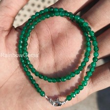 Green Onyx 4mm Rondelle Necklace, Dainty Green Gemstone Necklace, Minimalist Nec