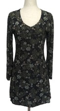 Compagnie Internationale Express Long Sleeve Black Floral Burnout Mini Dress XS