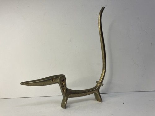 Brass MCM Dachshund Sculpture Ring Holder Walter Bosse Rhinestones Vintage RARE - 第 2/5 張圖片