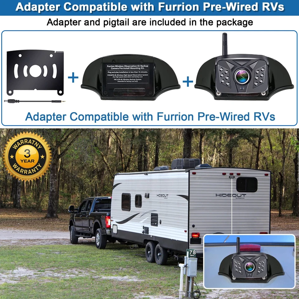 RV Backup Camera Wireless HD1080P 2 Cameras with 7 Inch Touch Key DVR Monitor... - Image 2 of 4