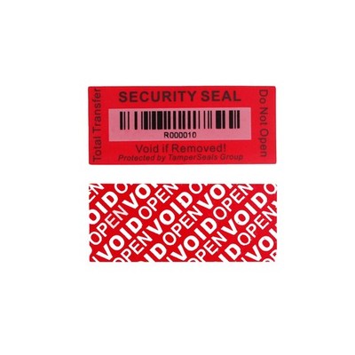 TamperSeals Group - 100pcs 25x60mm Red Total Transfer Tamper Evident Security...