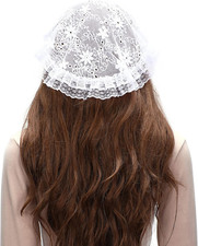 Catholic Church Head Covering: Small Circle Floral Lace Mantilla Chapel Cap Veil