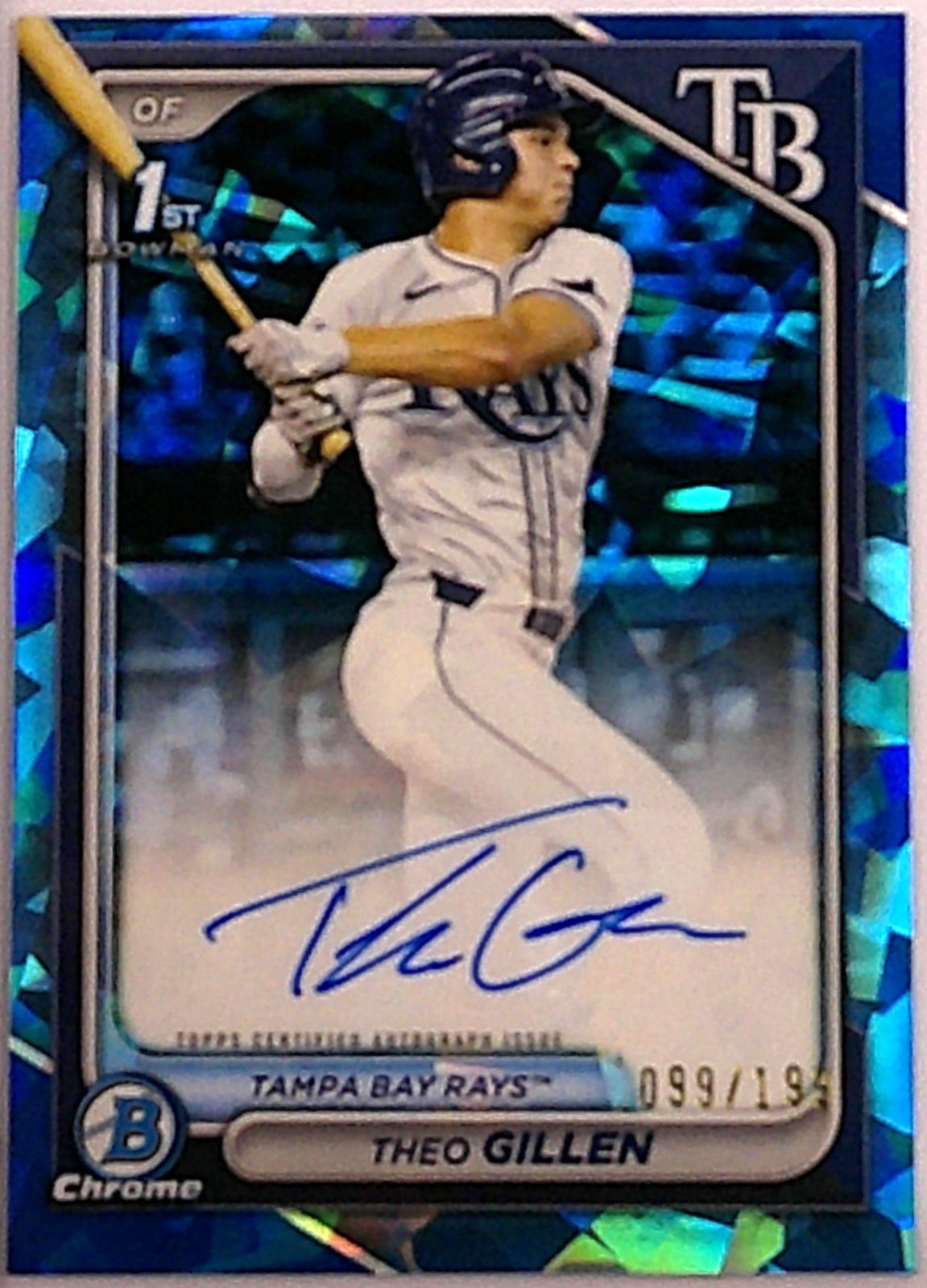2024 Bowman Draft Sapphire Theo Gillen 1st Chrome Autograph /199 - Rays