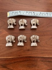 6 Vintage Elephant Table Place Card Holders With Card Insets
