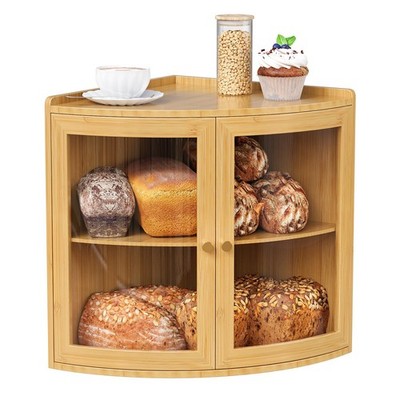 Fan Shape Corner Bread for Kitchen Counter Double Layer Large Bread Storage C...